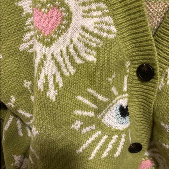 Green Eye Patterned Women's Sweater cardigan , brand new no tag - Picture 5 of 7